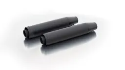 2x CUSTOM Schalldämpfer, ohne Katalysator, wechselbare Endkappen, Edelstahl schwarz