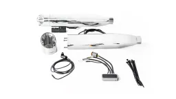 2 x CUSTOM Slip-On Schalldämpfer Ø 90 mm mit Kat., ASC – (CAN-Bus gesteuertes Klappensystem), Edelstahl chrom, inkl. (EG-) Genehmigung