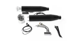 2 x CUSTOM Slip-On Schalldämpfer Ø 90 mm mit Kat., ASC – (CAN-Bus gesteuertes Klappensystem), Edelstahl schwarz, inkl. (EG-) Genehmigung