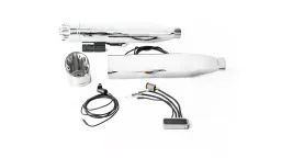 Sportauspuff Harley Davidson Touring, FL 3 Milwaukee in Chrome, Ø 102 mm, ohne Katalysator, wählbare Endkappen, mit ASC – (CAN-Bus gesteuertes Klappensystem), inkl. EG Genehmigung